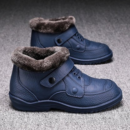 🔥😀Wodoodporne buty męskie na zimę w dużym rozmiarze, wykonane z miękkiej skóry z podszewką z polaru-4155434