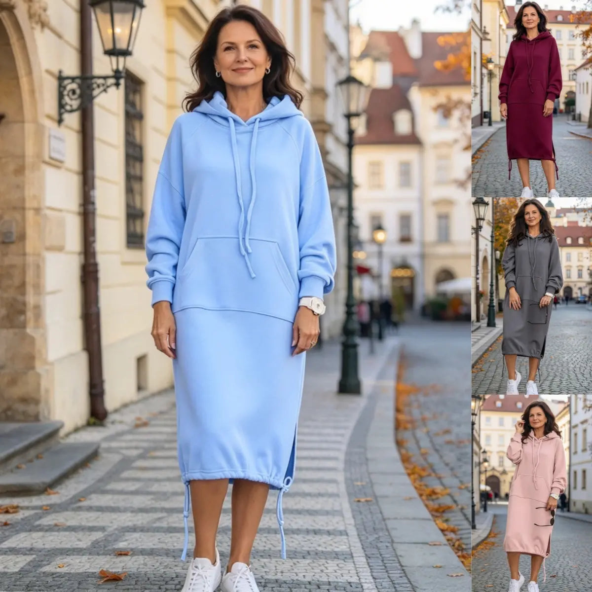 🔥 Zimní akce 🔥【S–5XL】Nové dámské podzimní a zimní volné ležérní šaty s kapucí