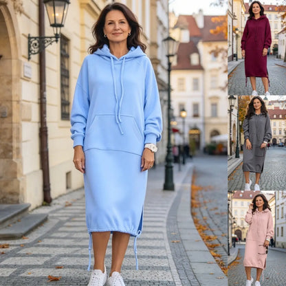 🔥 Zimní akce 🔥【S–5XL】Nové dámské podzimní a zimní volné ležérní šaty s kapucí