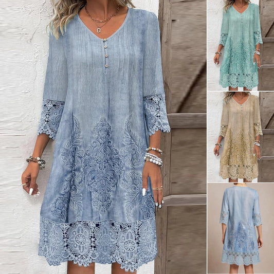 🎁Nowość produktu, oferta ograniczona czasowo👗【S-3XL】 Elegancka koronkowa sukienka 3688658