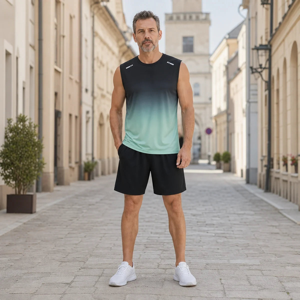 ✨M-5XL【Platba při dodání】Pánská dvoudílná letní sportovní souprava - tričko a kraťasy