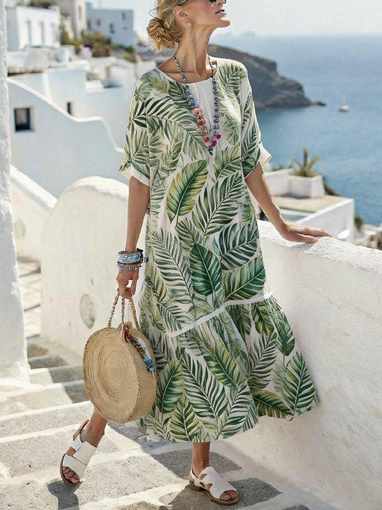 【S-3XL】🌺Γυναικείο Casual Φόρεμα με Κοντό Μανίκι και Σχέδιο, Πουλόβερ👗