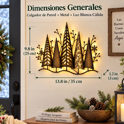 🎄🕯️ Erdőmotívummal és vintage ihletésű, megvilágított fém fali dekoráció 🌙