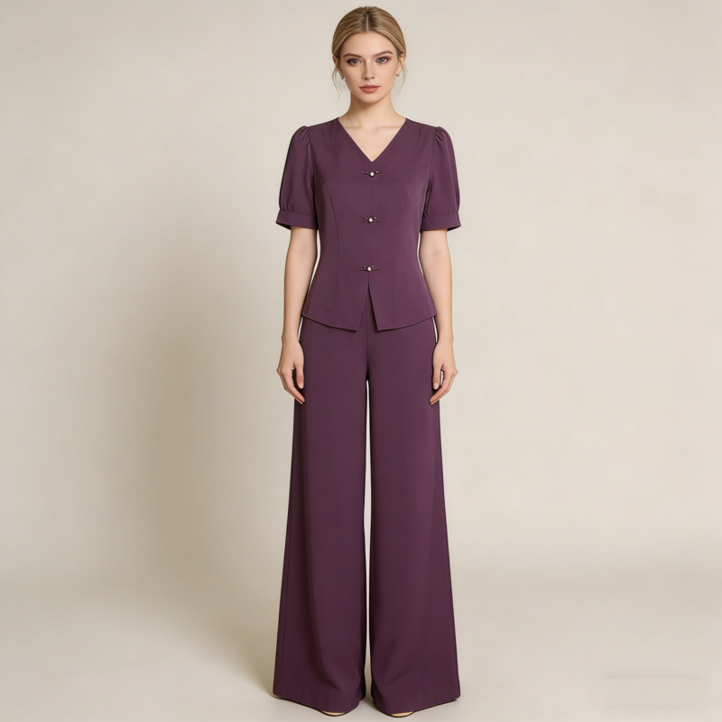 🌸【M-5XL】 Tavaszi divatos jégselyem női szett – Felső + bő szárú nadrág