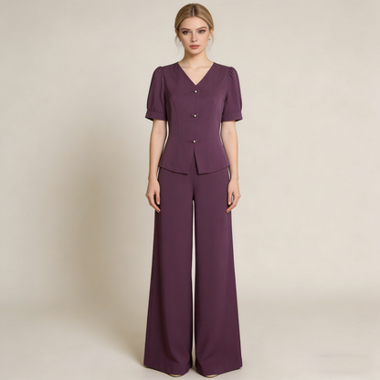 🌸【M-5XL】 Tavaszi divatos jégselyem női szett – Felső + bő szárú nadrág