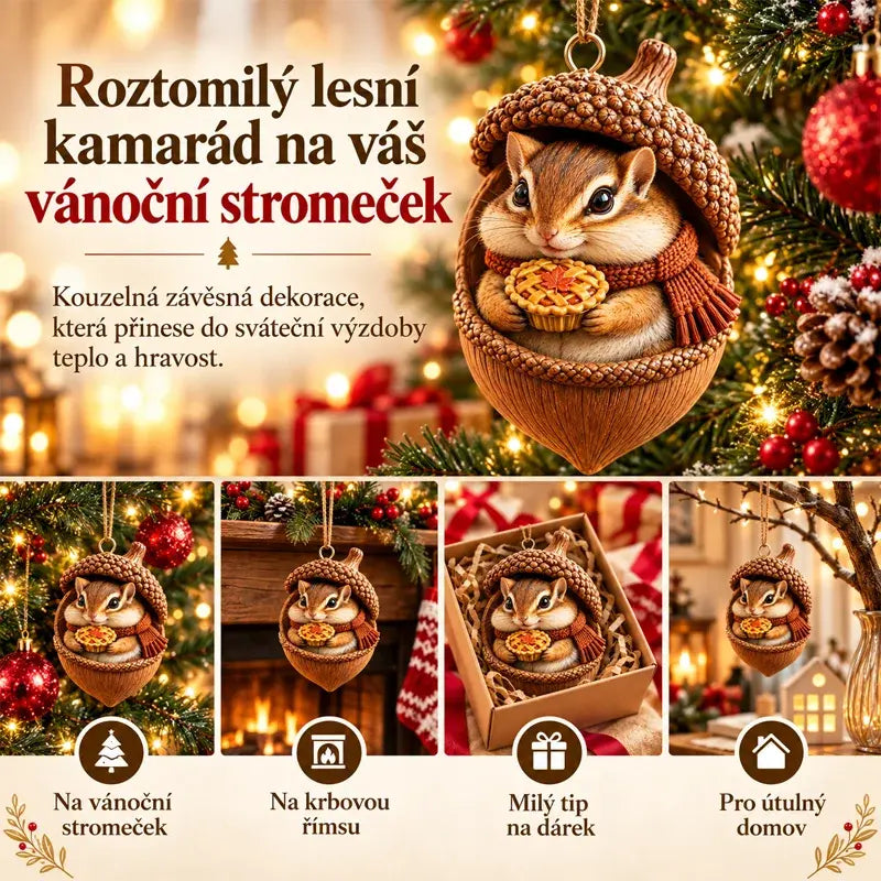 🎉【Vásárolj 6 darabot, és kapsz 6 darabot ingyen】🎁Új 2D akril karácsonyi dizájn fenyőtoboz alakú állatokkal