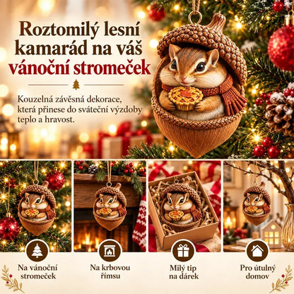 🎉【Vásárolj 6 darabot, és kapsz 6 darabot ingyen】🎁Új 2D akril karácsonyi dizájn fenyőtoboz alakú állatokkal
