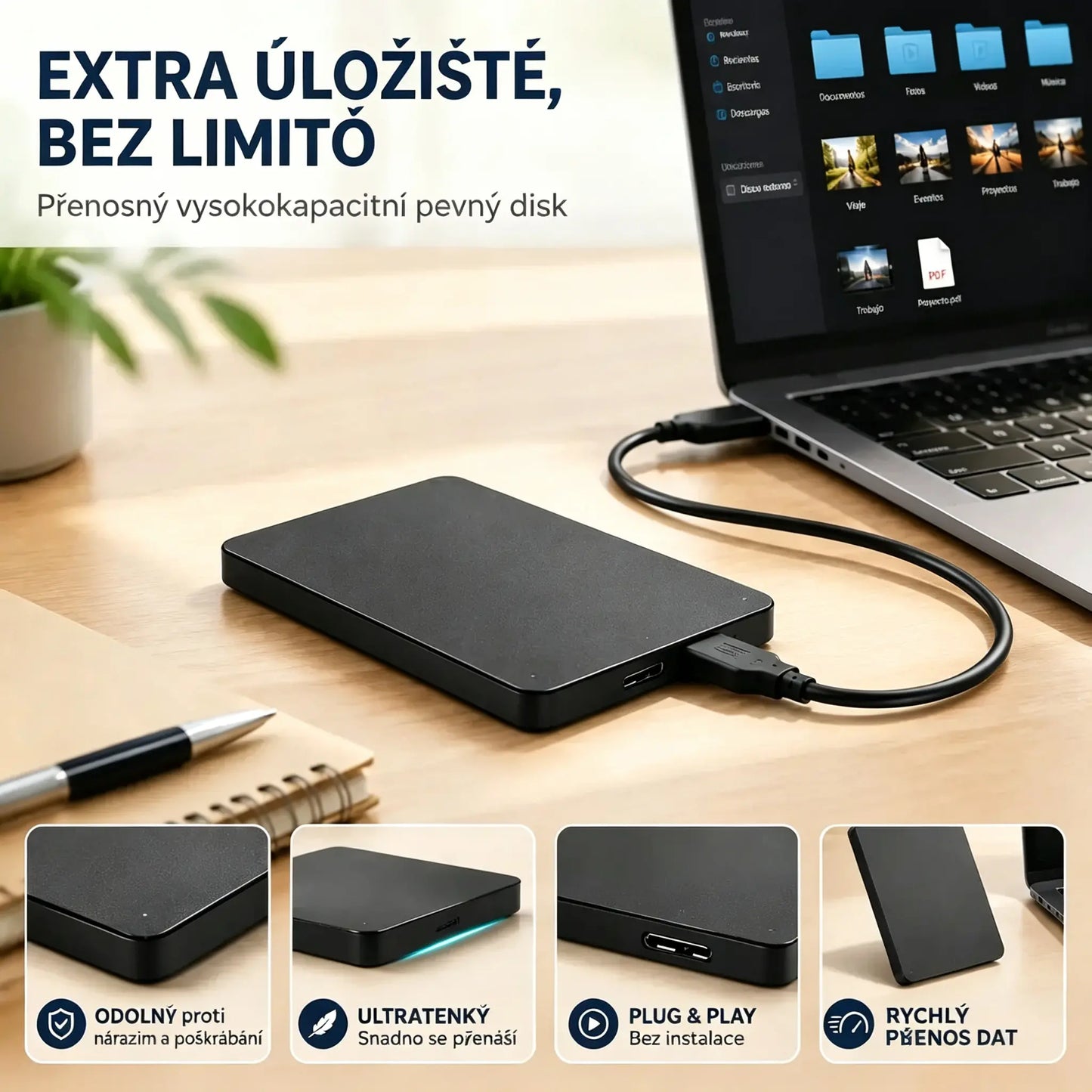 ⚡20TB velkokapacitní přenosný externí pevný disk