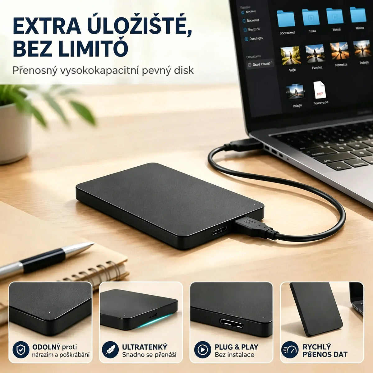 ⚡20TB velkokapacitní přenosný externí pevný disk