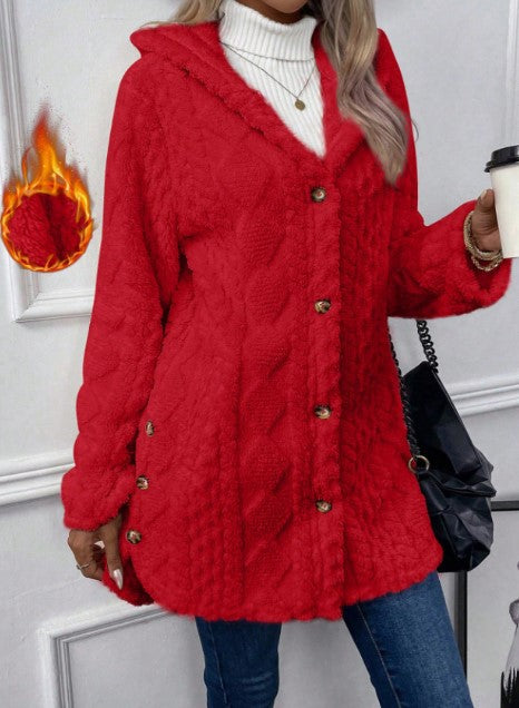 Chaqueta cálida para mujer con forro polar para otoño e invierno, con capucha y reversible. (Tallas S-5XL) 4174836
