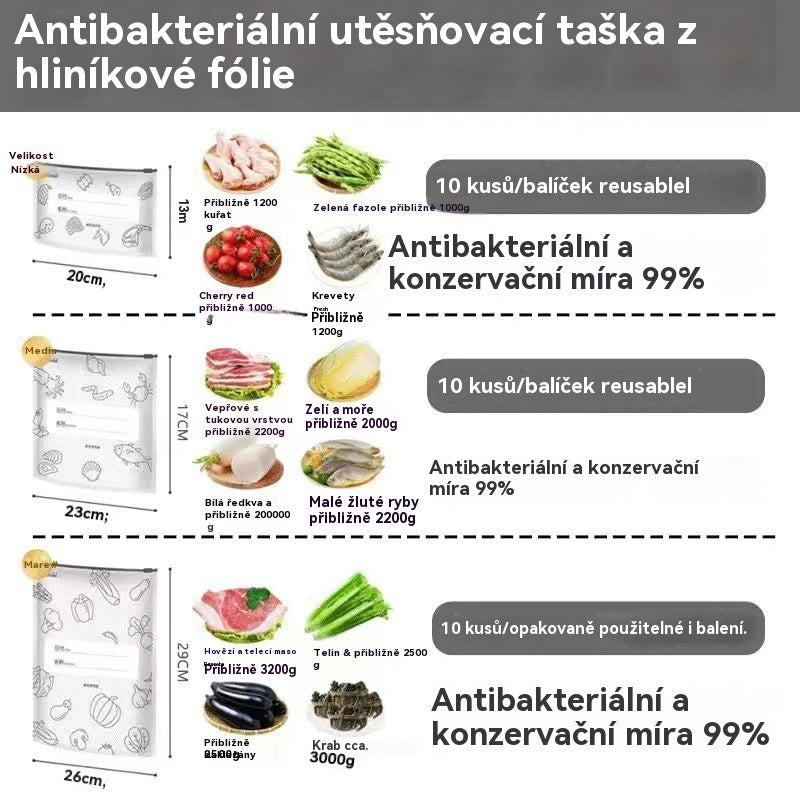 ⏳ Poslední den 50% sleva💖【30kusů】Sáček z hliníkové fólie potravinářské kvality se zipem pro zachování čerstvosti, vhodný do domácí lednice
