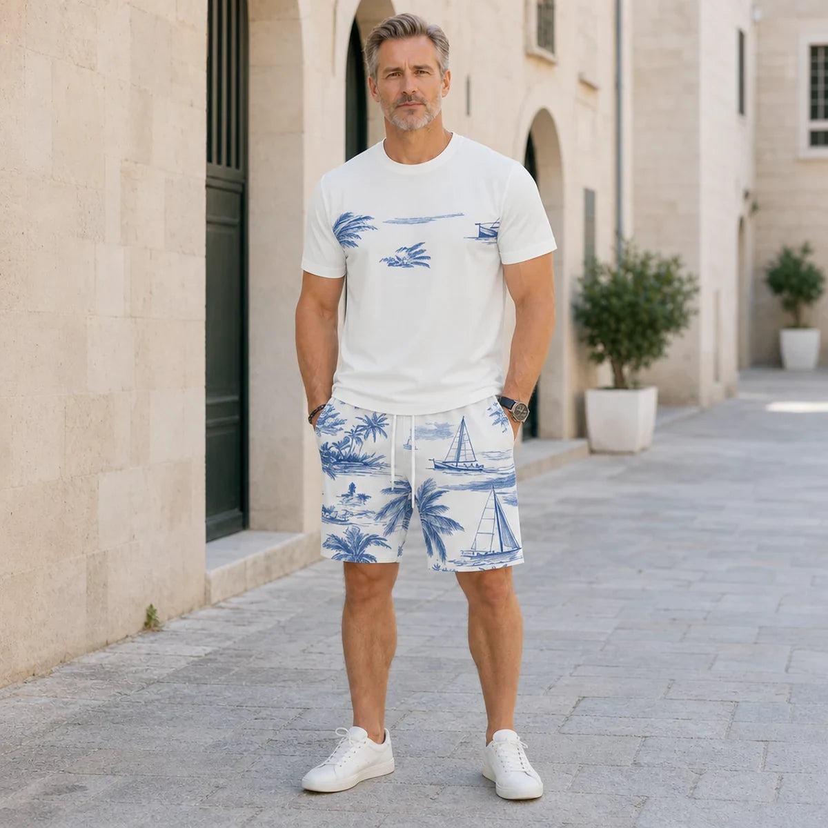 ✨S-5XL【Platba při dodání】Pánská letní sportovní souprava - pohodlné tričko s krátkým rukávem a kraťasy pro každodenní nošení i doma