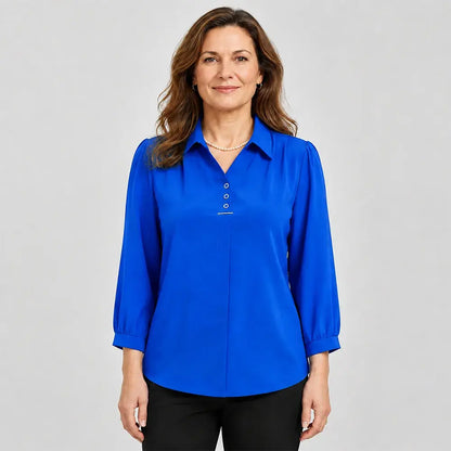 👚 Elegantna majica s polo ovratnikom – klasičen ovratnik, ohlapen kroj, na voljo tudi v velikostih plus size (XL–6XL); mehak in zračen material, idealen za pomlad in jesen.