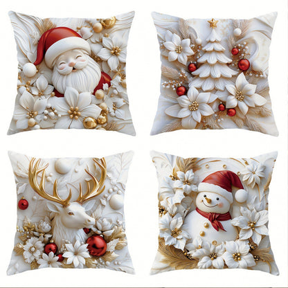 🎅¡Oferta navideña! 49% de descuento🎄Fundas de almohada con temática navideña [Juego de 4] 4167571