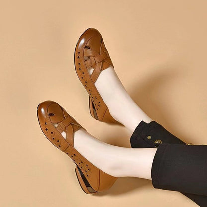 🔥【35-40】💞 2025 Nowe damskie sandały z okrągłym noskiem i na małym obcasie-3900500