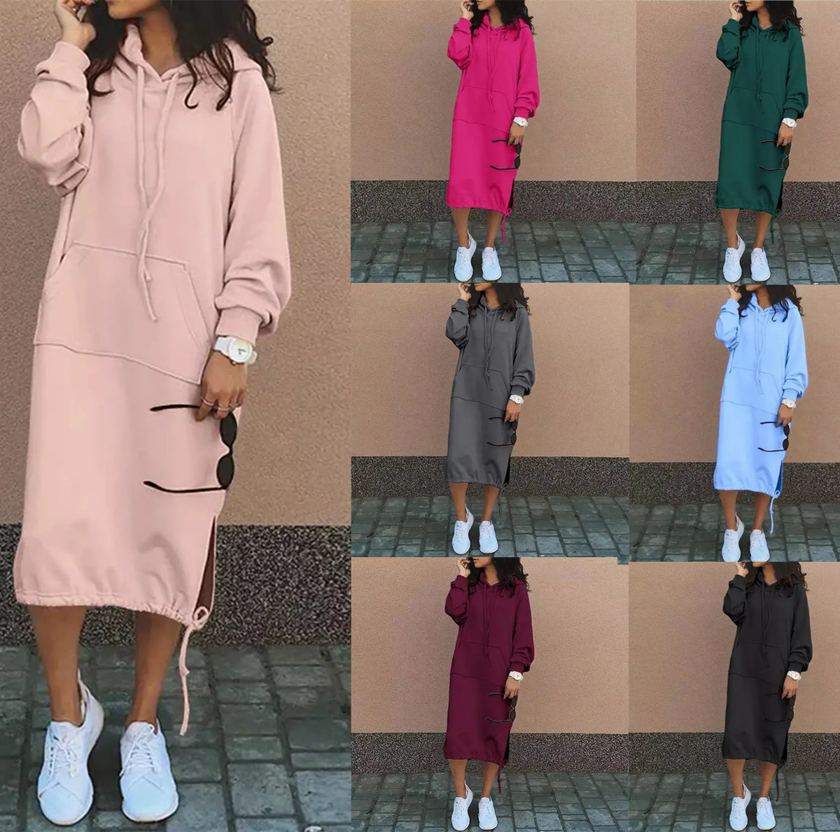 🔥 Zimní akce 🔥【S–5XL】Nové dámské podzimní a zimní volné ležérní šaty s kapucí