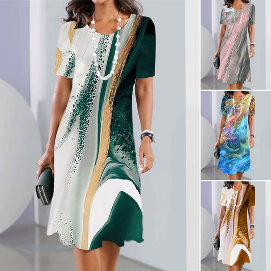 ✨ 【XS-8XL】Nowa sukienka damska, swobodna i stylowa, z okrągłym dekoltem i dopasowanym krojem. 4255195