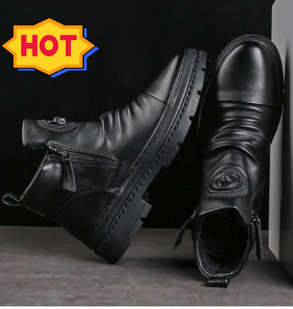 Męskie skórzane buty za kostkę