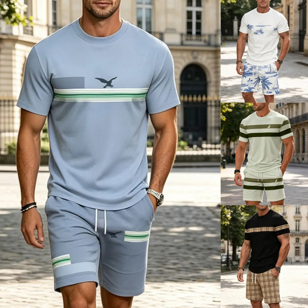 ✨S-5XL【Platba při dodání】Pánská letní sportovní souprava - pohodlné tričko s krátkým rukávem a kraťasy pro každodenní nošení i doma