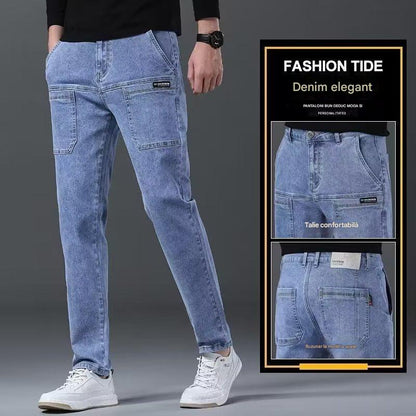 👏🔥【Bestsellerowy produkt】👍【28-38】👖👖Trwałe męskie jeansy o prostych nogawkach z wieloma kieszeniami.-4203502