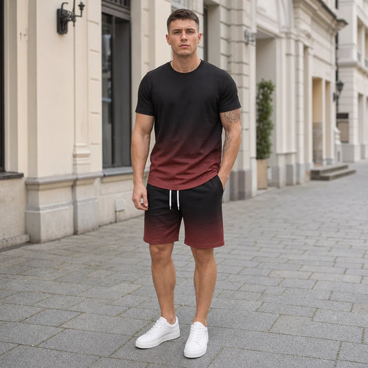 💥【S-6XL】Kontrasztos színű sport szett | Gyorsan száradó, rugalmas, nyári sokoldalú férfi szett
