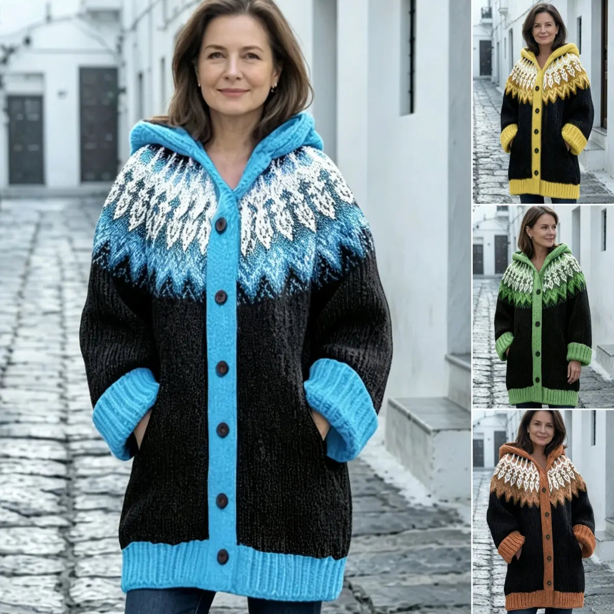 ✨ Poslední den – sleva 50 % 【S–5XL】✨ Elegantní dámská zimní bunda s kapucí a retro potiskem