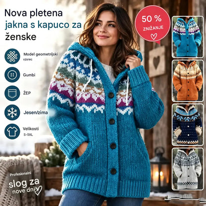 🤗🔥【S~5XL】✨Jesen/zima Nova elegantna barvita retro jakna s kapuco