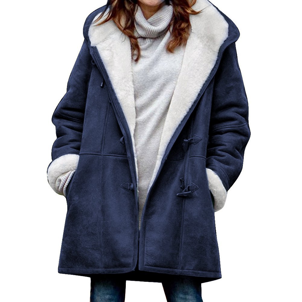 🥼🔥💖[S-5XL] 2025 moda i ciepło w jednym! Damska kurtka z kapturem, zamszowo-wełniana-4116228