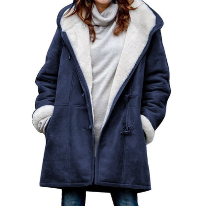 🥼🔥💖[S-5XL] 2025 moda i ciepło w jednym! Damska kurtka z kapturem, zamszowo-wełniana-4116228
