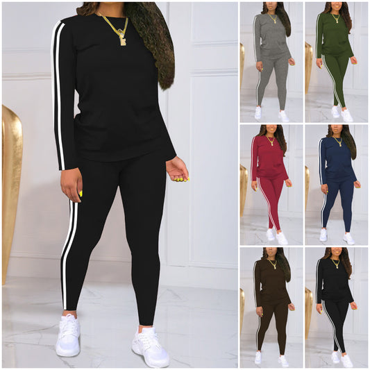 ✨ 【S-2XL】Conjunto femenino de dos piezas a rayas. Casual, moderno y cómodo, ideal para el uso diario y actividades al aire libre. 4191637