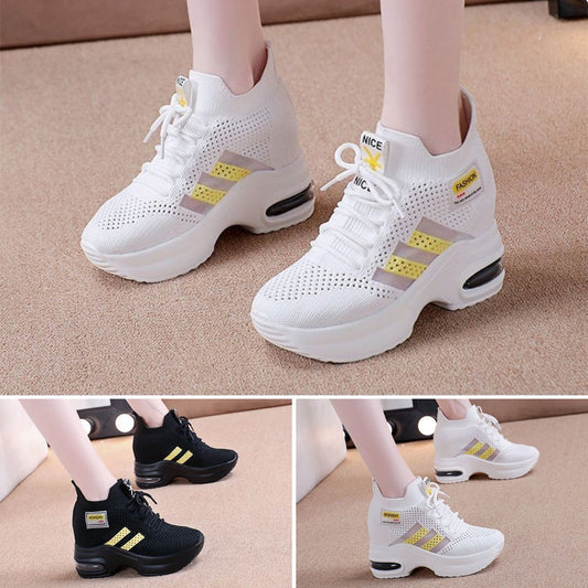 【35-40】Damskie buty sportowe z miękką i wygodną podeszwą, podwyższoną wkładką 3610013