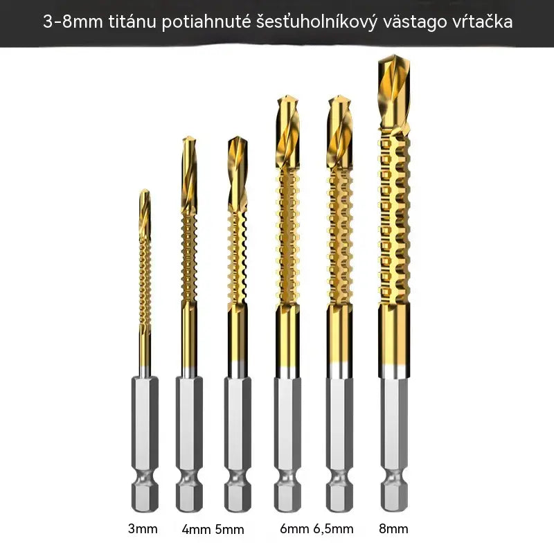 🛠️🔧Poslední den sleva 50 %【6 kusů】2v1 titanem potažen vysokorychlostní ocelový spirálový vrták – šestihranná stopka, vhodný pro vrtání a drážkování dřeva a kovu🔩