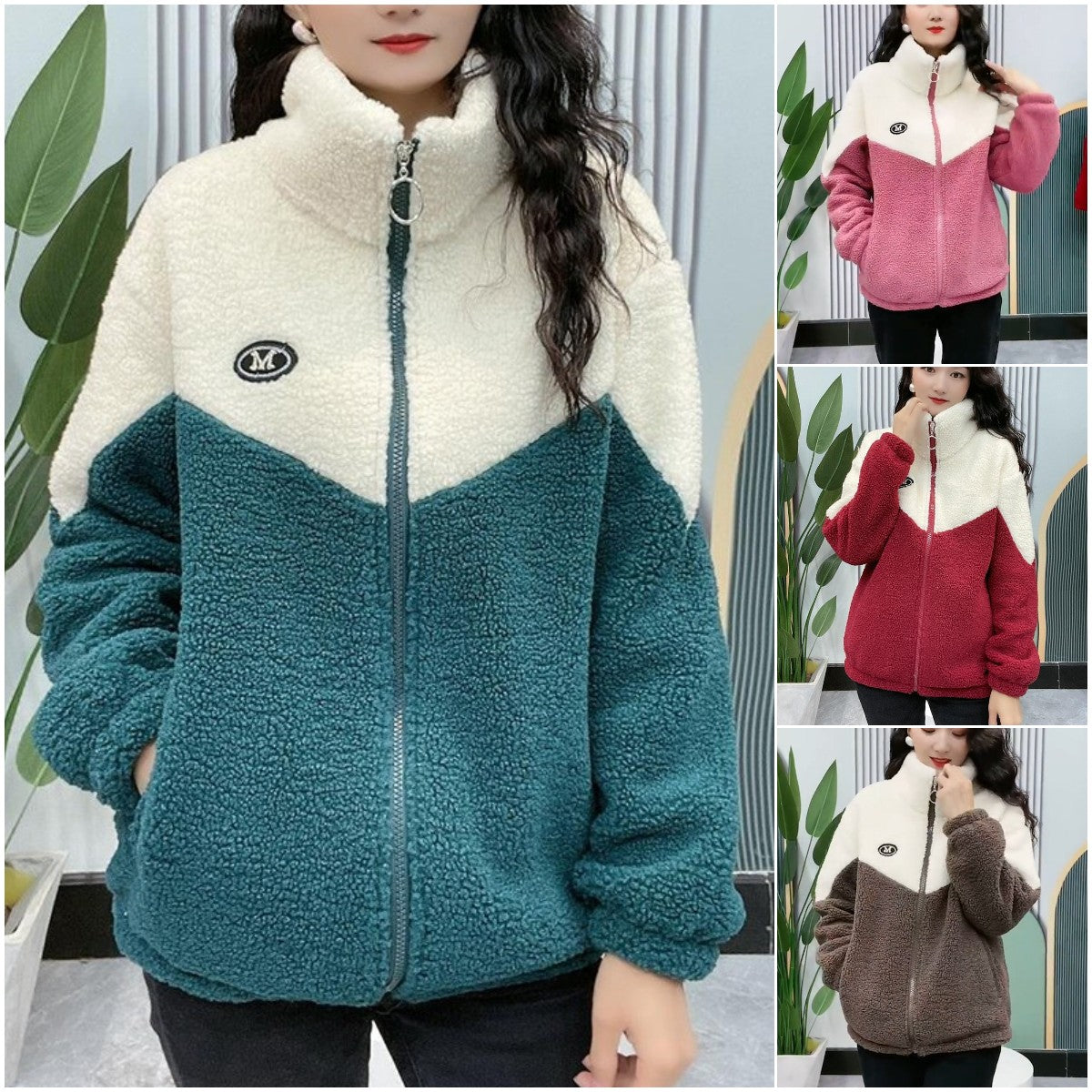 🔥🐏【M-4XL】Zimowa kurtka polarowa, kurtka bawełniana, wzmocniona kurtka bawełniana z wełny jagnięcej, ciepła kurtka-4126018