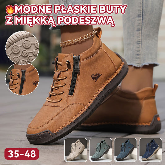 ♥️♥️【Nowy produkt】Damskie, szyte ręcznie, płaskie buty z miękką podeszwą na jesień i zimę, buty codzienne-4148083