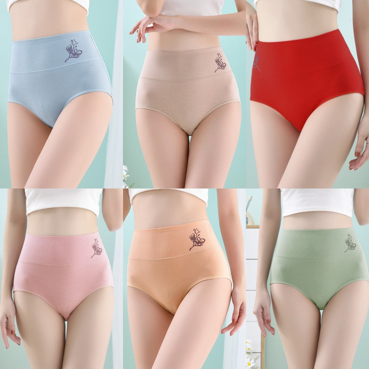 💖【Sada 6 ks】🎁 [40–100 kg] Bavlněné tvarovací kalhotky s vysokým pasem – Skvělá nabídka