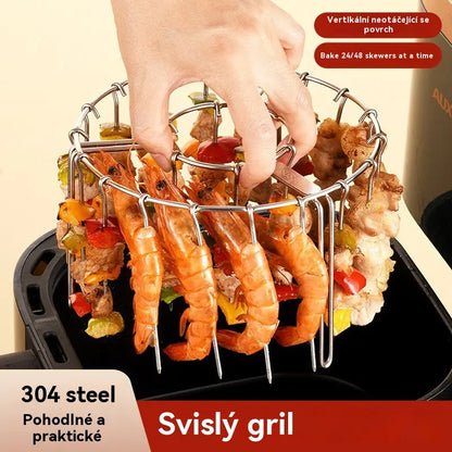 【💥1 kus za 580 Kč】🍢🍖🍗 Gril z nerezové oceli 304 s 24 špízy pro horkovzdušnou troubu