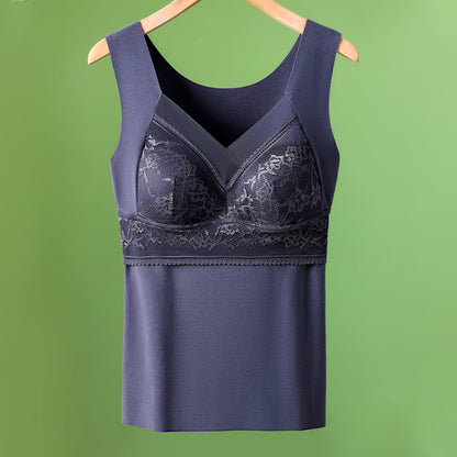 🔥❤️【40-100 komada】Ženski topli jesensko-zimski baršunasti prsluk od čipke s ugrađenim jastučićem za prsa 4130254