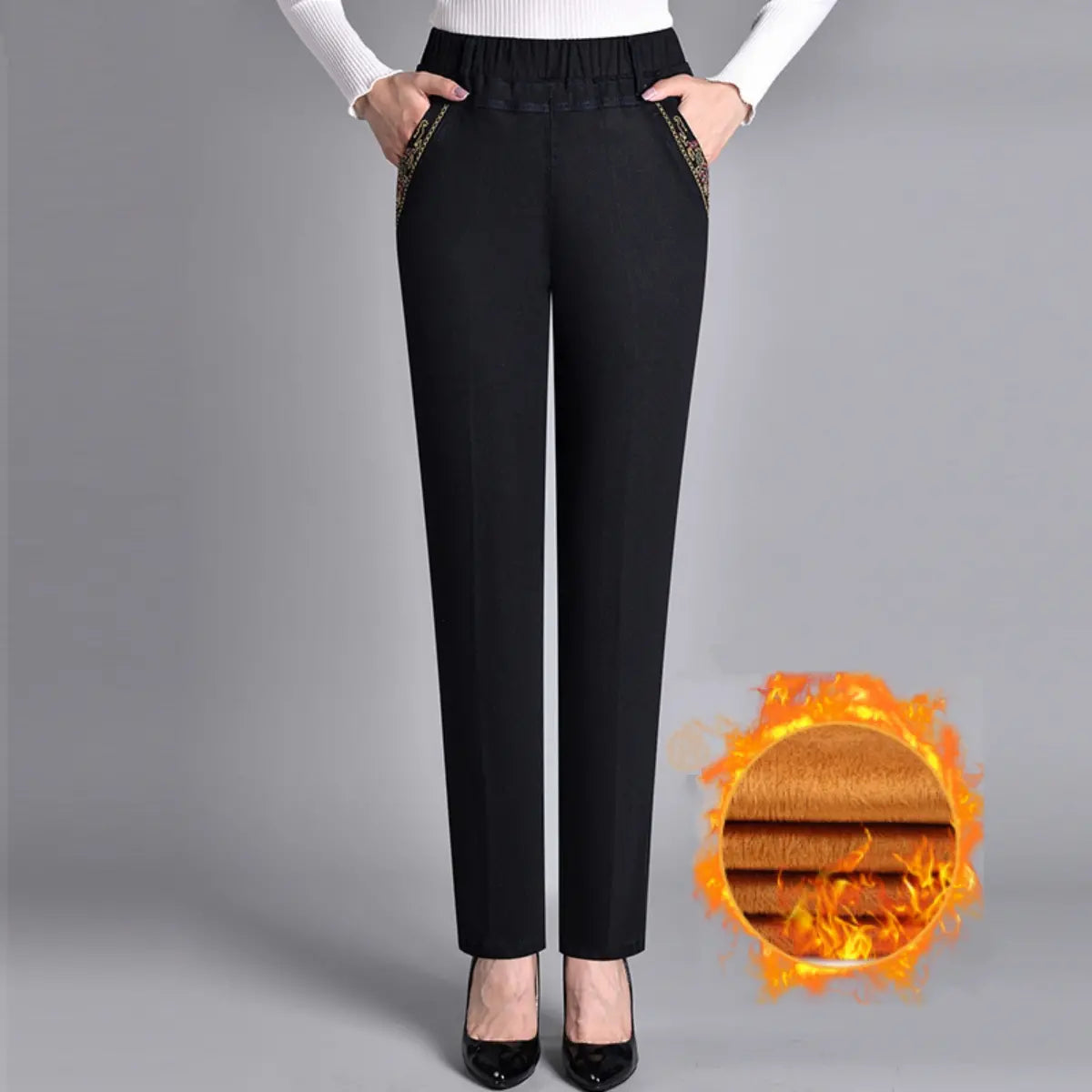 🔥👖 Poslední den – sleva 50 % 【L–5XL】 Nové dámské ležérní elastické džíny s rovným střihem a hřejivou podšívkou na podzim a zimu, teplé a pohodlné ✨