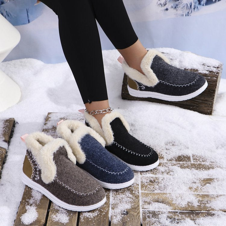 👞【36-43】2024 Jesienno-zimowe nowe damskie krótkie buty i śniegowce z podszewką pluszową-3796922