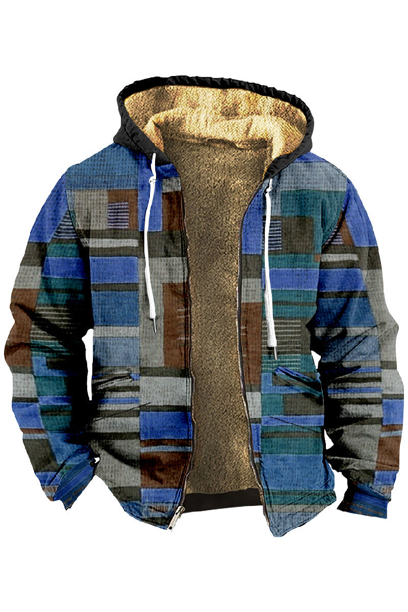 【S-4XL】 Męska odzież codzienna na jesień i zimę oraz gruby aksamitny płaszcz i ciepły kaptur z jagnięcej wełny