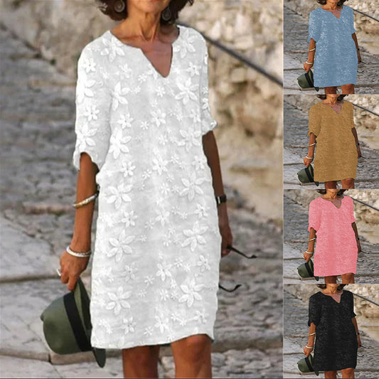 👗【S-5XL】【Kasna ljetna rasprodaja】Haljina od pamuka i lana s cvjetnim printom