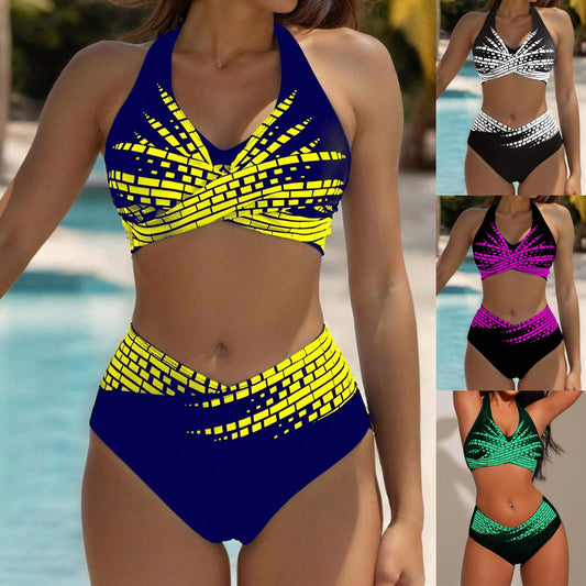 👙Sleva 50 % 💥 👙Dvoudílné bikiny pro ženy ve větších velikostech 【L–5XL】✅ Vysoký pas ✅ Vysoká elasticita-4224355