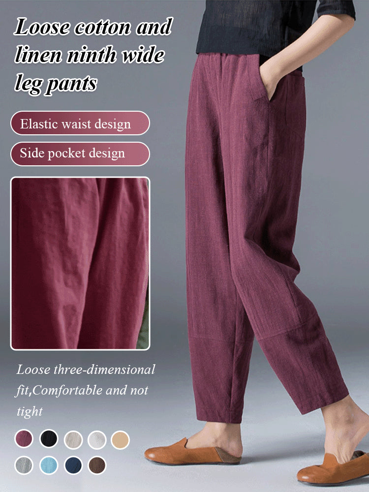 【Kup jedno drugie otrzymasz gratis】🔥【S~5XL】bawełniane swobodne damskie spodnie, duży rozmiar luźne spodnie haremowe.-4050172