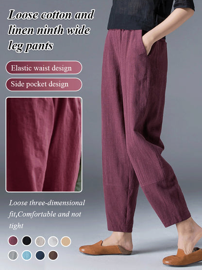 【Kup jedno drugie otrzymasz gratis】🔥【S~5XL】bawełniane swobodne damskie spodnie, duży rozmiar luźne spodnie haremowe.-4050172