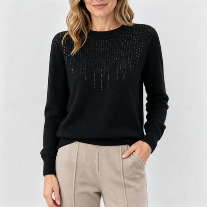 🍁  【Velikosti S–2XL】✨🌷 Eleganten in moden ženski pleten zgornji del visoke kakovosti z okroglim izrezom.