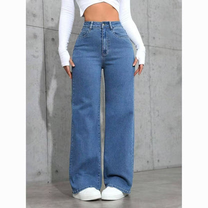 👖【S-6XL】Dámské džíny s vysokým pasem a širokými nohavicemi 4237920