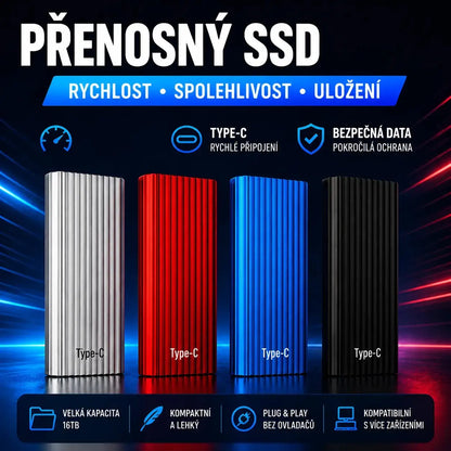 ⚡ Přenosný externí pevný disk s velkou kapacitou a vysokorychlostním přenosem dat