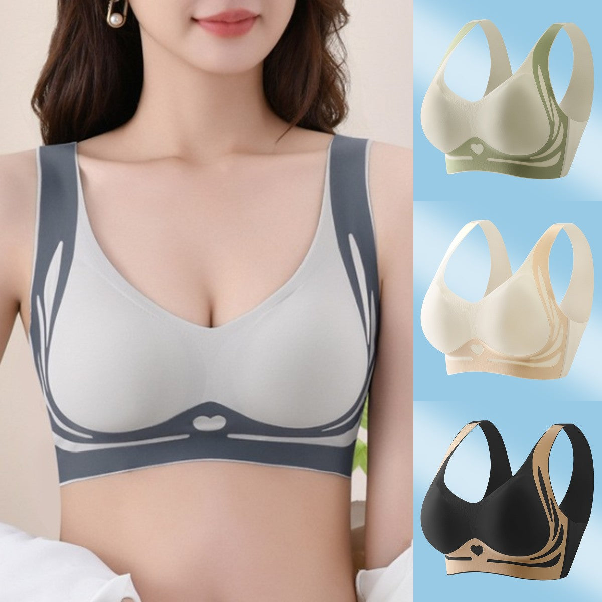 😍【4 balenie】Dámska jednodielna bezdrôtová podprsenka ❤️【40-85 kg】 4151776