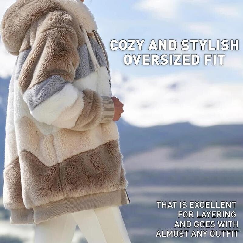 ☃️Ograniczony czas 35% zniżki❄️[S-5XL] 2024 nowa damska kurtka w grube, pluszowe kontrastowe paski 3785623