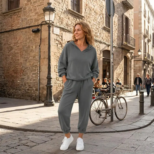😍💕【S–3XL】Dámská souprava s mikinou s kapucí a ležérními kalhotami